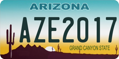 AZ license plate AZE2017