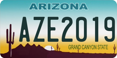 AZ license plate AZE2019