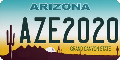 AZ license plate AZE2020