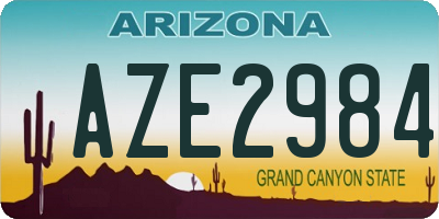 AZ license plate AZE2984