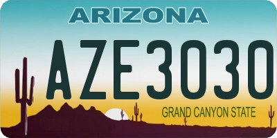 AZ license plate AZE3030