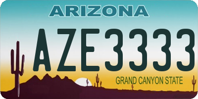AZ license plate AZE3333