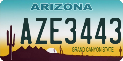 AZ license plate AZE3443