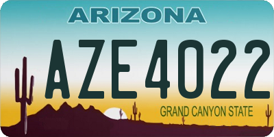 AZ license plate AZE4022