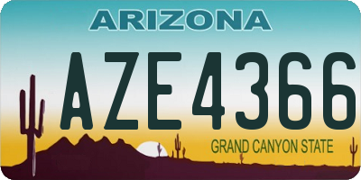 AZ license plate AZE4366