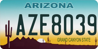 AZ license plate AZE8039