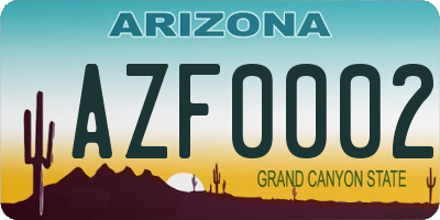 AZ license plate AZF0002