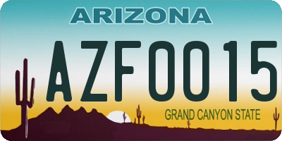 AZ license plate AZF0015