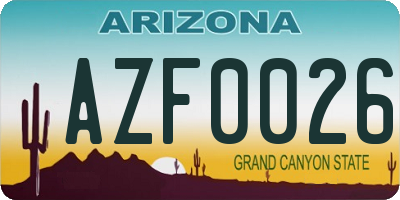 AZ license plate AZF0026