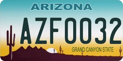 AZ license plate AZF0032