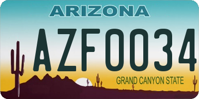 AZ license plate AZF0034