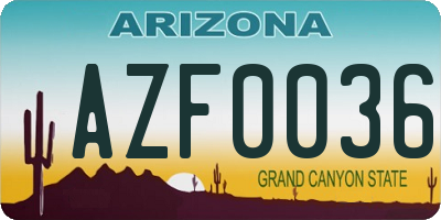 AZ license plate AZF0036
