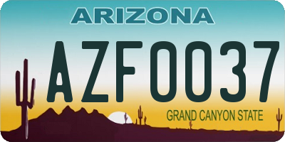 AZ license plate AZF0037