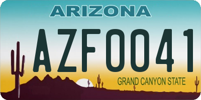 AZ license plate AZF0041