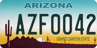 AZ license plate AZF0042