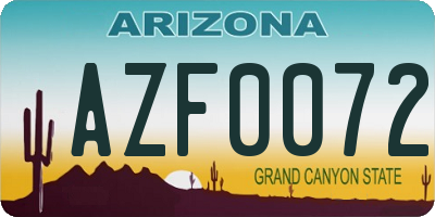 AZ license plate AZF0072