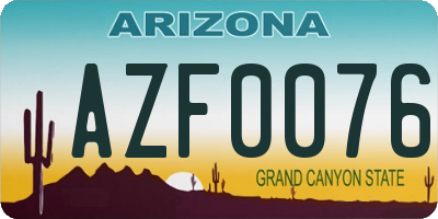 AZ license plate AZF0076