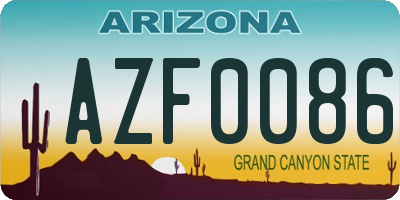 AZ license plate AZF0086