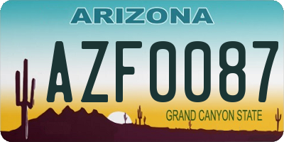 AZ license plate AZF0087