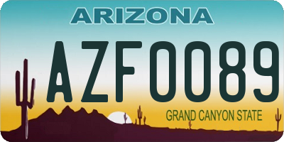 AZ license plate AZF0089