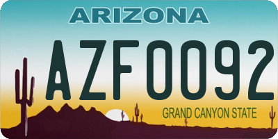 AZ license plate AZF0092