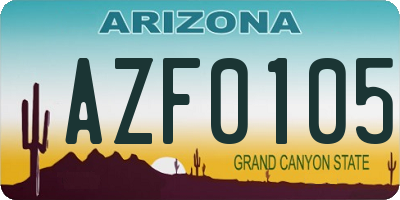 AZ license plate AZF0105