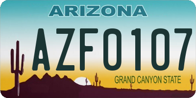 AZ license plate AZF0107