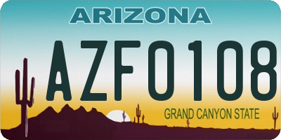 AZ license plate AZF0108