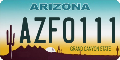 AZ license plate AZF0111