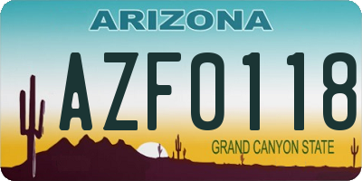 AZ license plate AZF0118