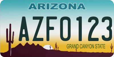 AZ license plate AZF0123
