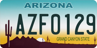 AZ license plate AZF0129