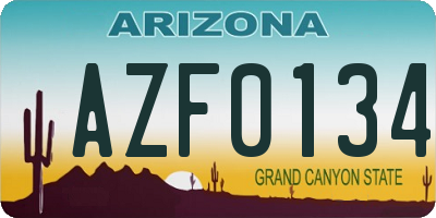 AZ license plate AZF0134