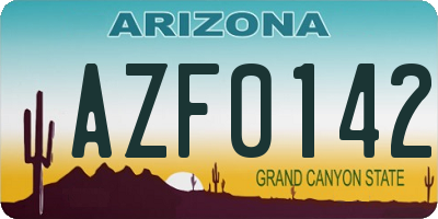 AZ license plate AZF0142