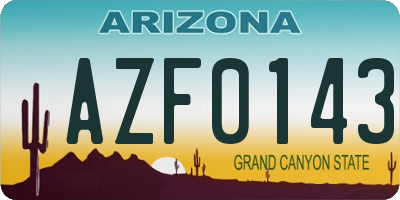 AZ license plate AZF0143