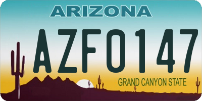 AZ license plate AZF0147