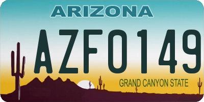 AZ license plate AZF0149