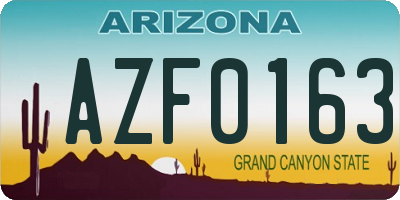 AZ license plate AZF0163