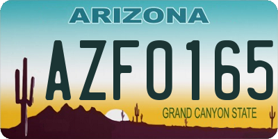 AZ license plate AZF0165