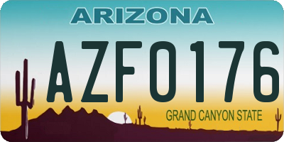 AZ license plate AZF0176