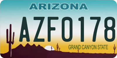 AZ license plate AZF0178