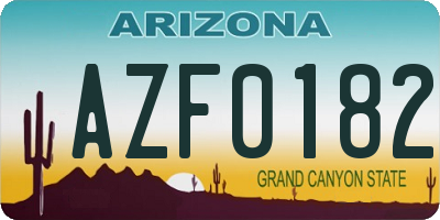 AZ license plate AZF0182