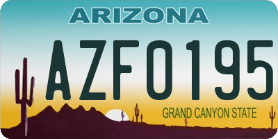 AZ license plate AZF0195