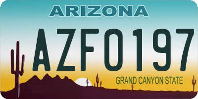 AZ license plate AZF0197