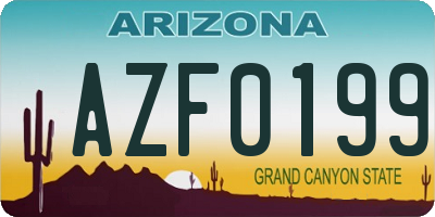 AZ license plate AZF0199
