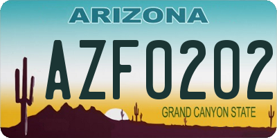 AZ license plate AZF0202