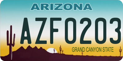 AZ license plate AZF0203