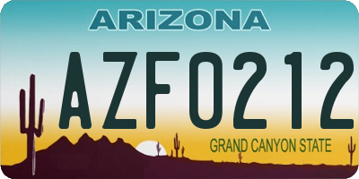 AZ license plate AZF0212