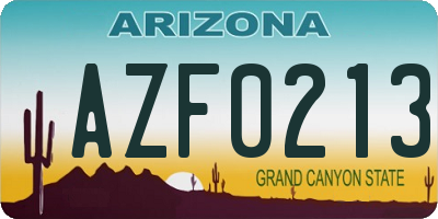 AZ license plate AZF0213