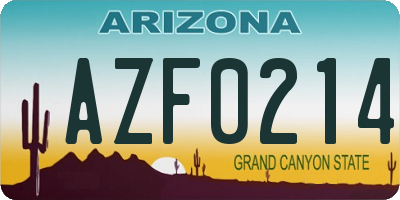 AZ license plate AZF0214